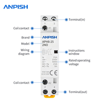Contacteur AC modulaire domestique sur rail DIN 2P 20A 25A 2NO 2NC 1NO1NC 24V 110V 220V 230V 50/60Hz pour la commande d'éclairage intelligent des maisons et hôtels
