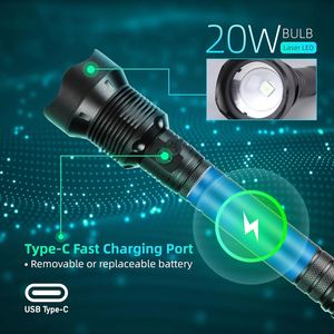 Custom Aluminum Alloy <b>LED</b> Flashlight <b>Rechargeable</b> Waterproof Camping USB Charging Magnetic Base Zoomable IP44 0-200M Spot Beam - Product Image 2