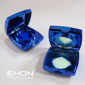 Double Layer Metallic Blue <b>Compact</b> Powder Case Empty Square Eyeshadow Container With Mirror Blush Case Cosmetic Packaging - Product Image 1