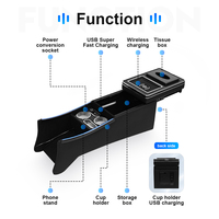 Organisateur de console centrale de voiture, boîte de rangement pour accoudoir avec lumière LED latérale pour Honda Odyssey, conducteur et passager