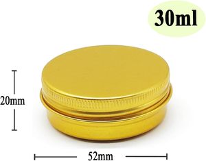 Pot en aluminium pour huile essentielle, huile à barbe et cire capillaire, cosmétiques et soins de la peau, tailles 5g-350g, couleurs or, noir, argent - Product Image 2