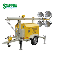 SORNNE 9 M mât télescopique groupe électrogène Diesel 4*1000W lampes aux halogénures métalliques 4*300W lumière LED tour d'éclairage Mobile