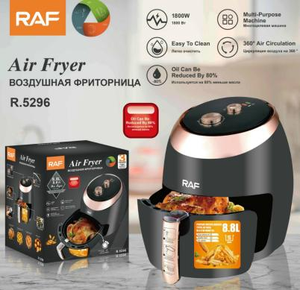 Freidora de Aire RAF con Control Táctil Completo, Sin Aceite, de Acero Inoxidable, 9L, Inteligente, para el Hogar, con Ventana Visual, RAF 8L, Acero Inoxidable - Product Image 1