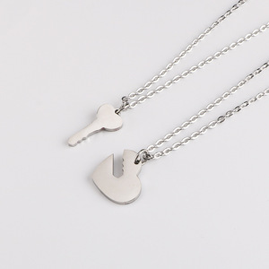 Collana in acciaio inox coppia Hip-hop pendente con chiave a forma di <span class=keywords><strong>cuore</strong></span> di fabbrica - Product Image 5