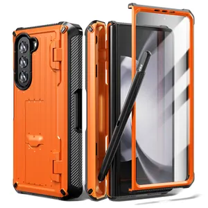 Luxury Mobile Phones case For Samsung Galaxy Z Fold 5/W24 smart phone with Pencil Holder and kickstand