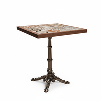 Table de salle à manger de style tropical d'Asie du Sud-Est, stable, pour hôtel et restaurant, avec structure en acier inoxydable et plateau en carreaux de céramique
