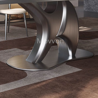 Combinaison de Table à Manger Haut de Gamme Italienne en Dalle de Roche, Meuble Moderne à Motif Léger pour la Maison et l'Entrée