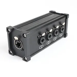Neues Design Aluminium Ethernet Konverter DMX RJ45 CAT6 Buchse zu 4 6,35 Combo Anschlüsse Kabel Audio Adapter Signal Extender Box