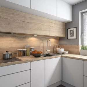 Armoires intégrées personnalisées pour toute la maison, style nordique simple et cool, petit espace ouvert, table de cuisson intégrée gris clair - Product Image 1