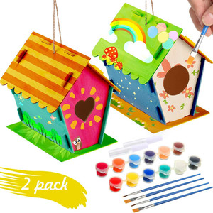 Sıcak satış çizim çocuklar için boş ahşap oyuncaklar sihirli kuş besleyici bir pencere şeffaf ev DIY kuş evi - Product Image 1