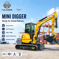 Mini-excavatrice FULCORE de couleur personnalisée, machine polyvalente pour le creusement de fossés et les travaux de drainage, avec cabine rigide