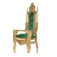 Chaises de trône royales de luxe avec cadre argenté, tête de lion, style bois massif pour la location de salles de mariage ou de salons