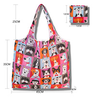 Nouveau sac de courses carré pliable grande capacité, écologique, 45x65cm, créatif, portable, en polyester imprimé, pour le rangement