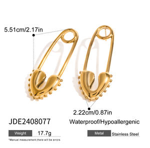 Aretas hipoalergénico minimalista corazón pendientes joyería 18K chapado en oro de acero inoxidable corazón Pin Huggie pendientes de aro para mujer - Product Image 5