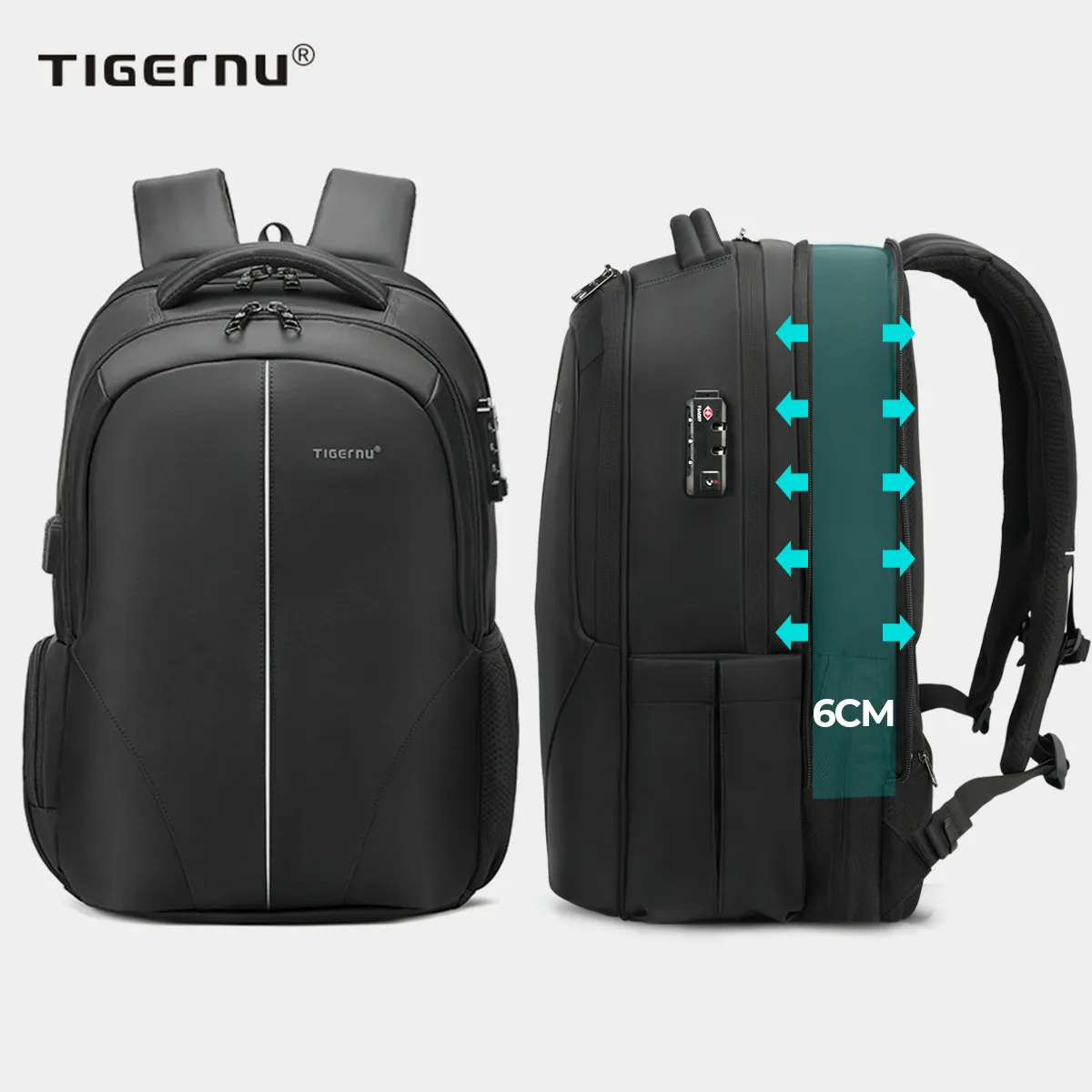 Tigernu 여행 가방 확장 가능한 노트북 가방 백 팩 모칠라 안티 로 보 방수 TSA 잠금 비즈니스 노트북 배낭 남성용