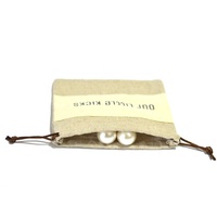 Sac de rangement pliable en coton et lin naturel avec cordon de serrage