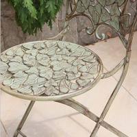Ensemble de meubles de patio en fer forgé vert vieilli vintage et ensemble bistrot 3 pièces (table et chaises) pour jardin et balcon extérieur