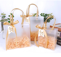 Sac fourre-tout en PP/PVC givré transparent avec poignée et ruban, personnalisé avec logo, idéal pour cadeaux de mariage, vente en gros