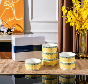 Assiettes de dîner bleues en porcelaine fine avec motif coq et floral, bord doré, pour mariage sur le thème bleu - Vente en gros Ouhe - Product Image 1
