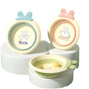 Yenidoğan bebek lavabo seti karikatür tavşan şekli plastik katlanır tuvalet yıkama Footbath ev kullanımı için çocuk ürünleri