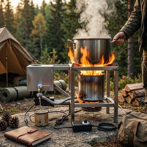 Poêle à huile usagée multi-combustible avec souffleur réglable pour cuisson extérieure, camping et chauffage d'atelier - Product Image 3
