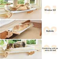 Hamac pour chat moderne surélevé et réglable, à fixer sur fenêtre, avec cadre en bois, lit pour animaux, emballé en carton, pour chats d'intérieur, vente chaude