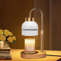 Lampe chauffe-bougie élégante en laiton, abat-jour en métal blanc et noir, fond en bois massif, pour fondre la cire, cadeau pour maman, Noël, ambiance cosy