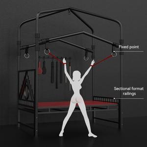 Cama de bondage BANSEY 3 en 1 con soporte para columpio, cama de sujeción de acero resistente, cama de metal para bondage, capacidad de 300 kg. - Product Image 1