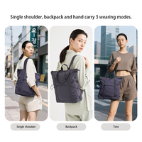 Sac fourre-tout convertible 2-en-1 noir décontracté en sac à dos, sac à dos fourre-tout à double usage pour les trajets quotidiens