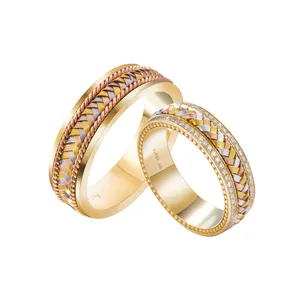 एच एंड एफ उनकी और उनकी शादी की अंगूठी सेट 18k 14k 9k वास्तविक सोने की प्राकृतिक हीरा शादी बैंड स्विस