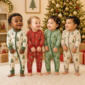 <span class=keywords><strong>Pijama</strong></span> de Bambú Personalizado OEM para Bebé con Diseño de Santa Claus, Cierre Doble YKK, Mono para Recién Nacido, Suave y Transpirable - Product Image 2