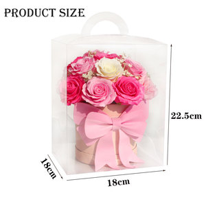 Regalo Transfrontaliero per Fidanzata, Fiori di Sapone a <span class=keywords><strong>Rosa</strong></span> in Amido di Mais, Moderni, Fatti a Mano, con Stile Goffrato, in Confezione a Secchiello 'Hug Bucket', Bomboniera per Matrimonio - Product Image 6
