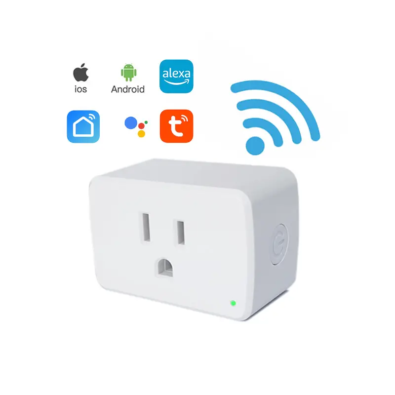 15A US Standard White WiFi Wireless Mini Smart Plug Socket Work with Amazon Alexa and Google Home and TUYA APP Controls