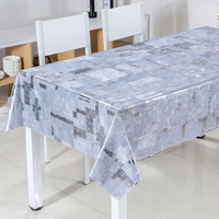 Nappe en PVC à motif de fleurs argentées RNPT avec support en tissu, nettoyage facile, rectangulaire, pour table à manger