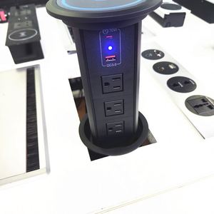 Prise de courant motorisée verticale escamotable 100 mm pour système de maison intelligente, avec USB-C PD 20W et charge rapide sans fil multiple - Product Image 6