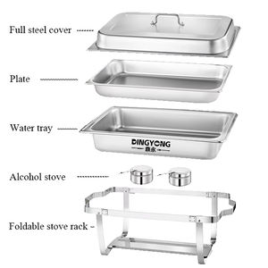 호텔 장비 채핑 접시 뷔페 세트 뷔페용 고급 채핑 접시, 금색과 실버 있는 채퍼 롤링 엣지 디자인 - Product Image 2