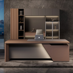 Juego de Muebles de Oficina Modernos y Lujosos de MDF, Escritorio Ejecutivo en Forma de L, Mesa de Oficina para Jefes, Sillas - Product Image 2