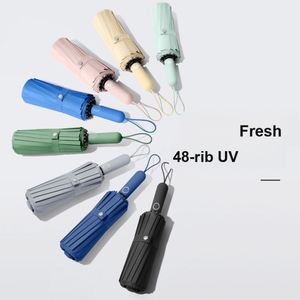ร่มพับ 3 ตอน ขนาด 105 ซม. ป้องกันลมแรง ทนทาน พร้อมเคลือบกาวสีดำ 48 ซี่โครง ป้องกันรังสียูวี UPF50 สำหรับเดินทางและโปรโมทแบรนด์  รับทำโลโก้ตามสั่ง - Product Image 3