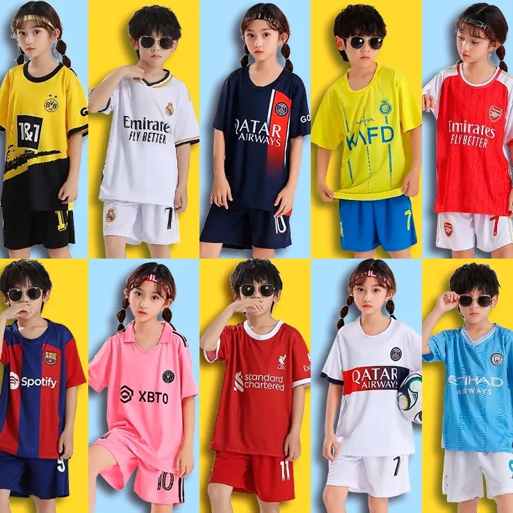 Set seragam sepak bola anak, kit seragam sepakbola Sekolah Dasar, jersey latihan sepak bola anak laki-laki dan perempuan