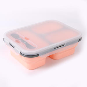 Boîte à lunch bento en silicone de qualité alimentaire 1100 ml, pliable et portable, pour la vente en gros aux particuliers, conteneur de stockage alimentaire anti-fuite - Product Image 6