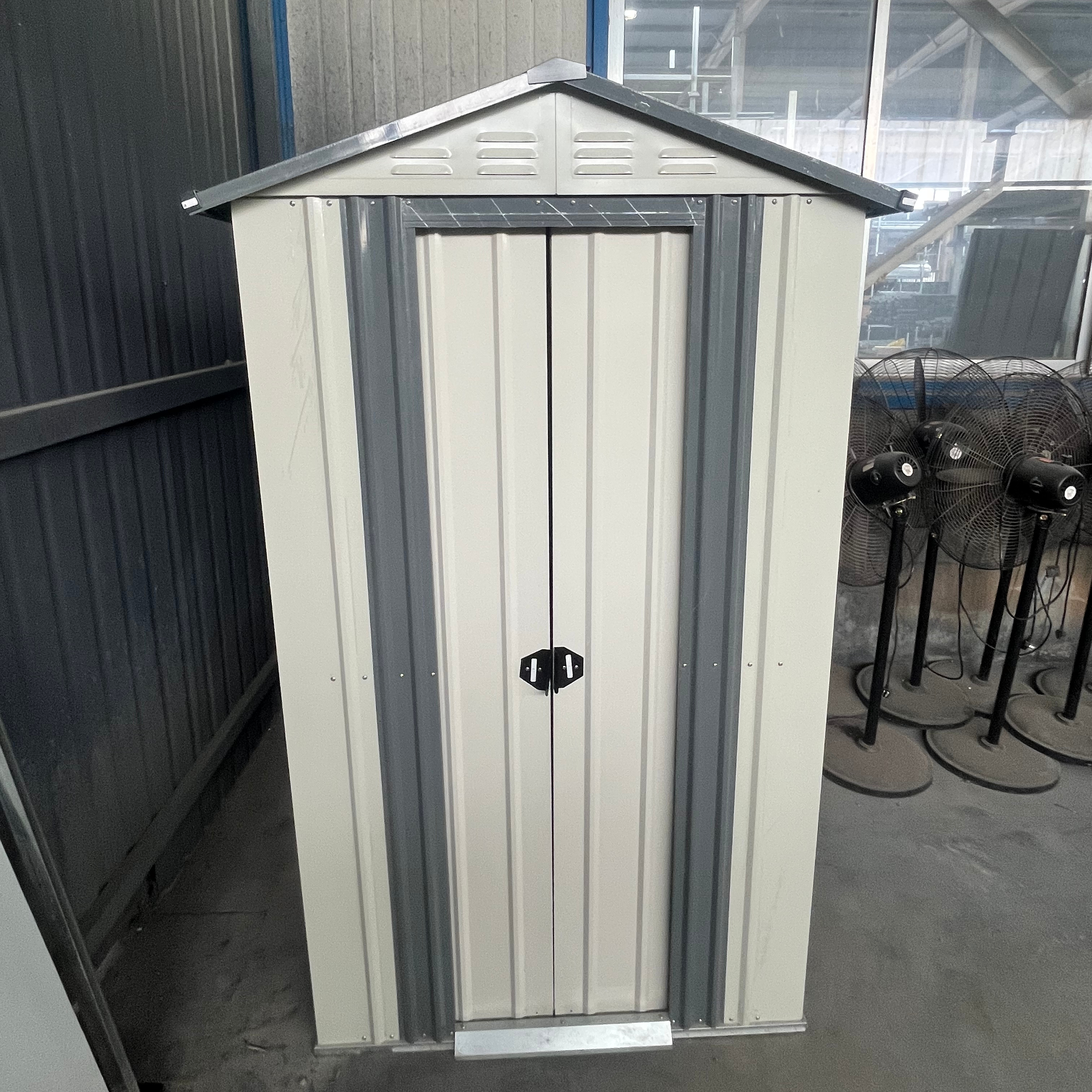 5x3 FT Sliding Door Garden Buildings for Outdoors Beige Metal Shed Outside Tool House Wholesale