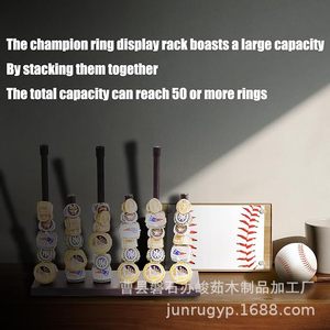 Wooden Champion Ring Storage Rack <b>Desktop</b> Baseball Softball Ring Display Jewelry Holder <b>Shelf</b> A2575 - Product Image 5