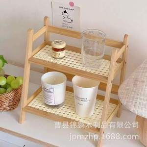 Kitchen Spice Rack 2 Tier Wooden Storage <b>Shelf</b> <b>Desktop</b> Organizer For Tea Set And Utensils Multipurpose - Product Image 1