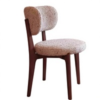 Chaise de salle à manger rétro haut de gamme en bois massif, style médiéval antique, sans accoudoirs, avec dossier en tissu coloré Monet, pour mobilier de maison
