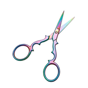 Retro Tea Scissors Colored Titanium Plated Stainless Steel Straight Head Home Use - Product Image 1