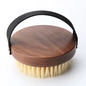 Vintage dark walnut wood sisal bristle bath Bathing Brush Back Shower Brushes Dry Body Brush