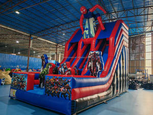 Thương mại bơm hơi khổng lồ trượt khô với thiết kế quạt Gió Đôi trượt Spiderman trượt bơm hơi để bán - Product Image 3