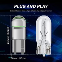 Lampe de voiture LED COB entièrement transparente en acrylique 194 Largeur T10 Ampoule pour plaque d'immatriculation et éclairage intérieur 1W 6000K