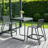 Table de bar rectangulaire commerciale en aluminium, table haute étroite pour balcon ou fenêtre, combinaison table et chaises de café