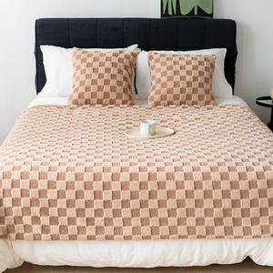 100% 涤纶保暖扔毯时尚镶嵌华夫饼垫扔毯 - Product Image 2